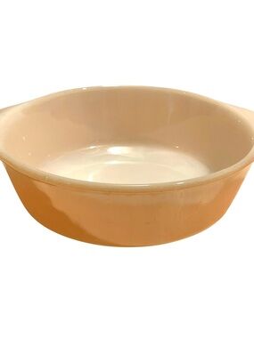 Vintage 1950s Fire King Peach Luster Casserole Dish Ovenware - Milk Glass